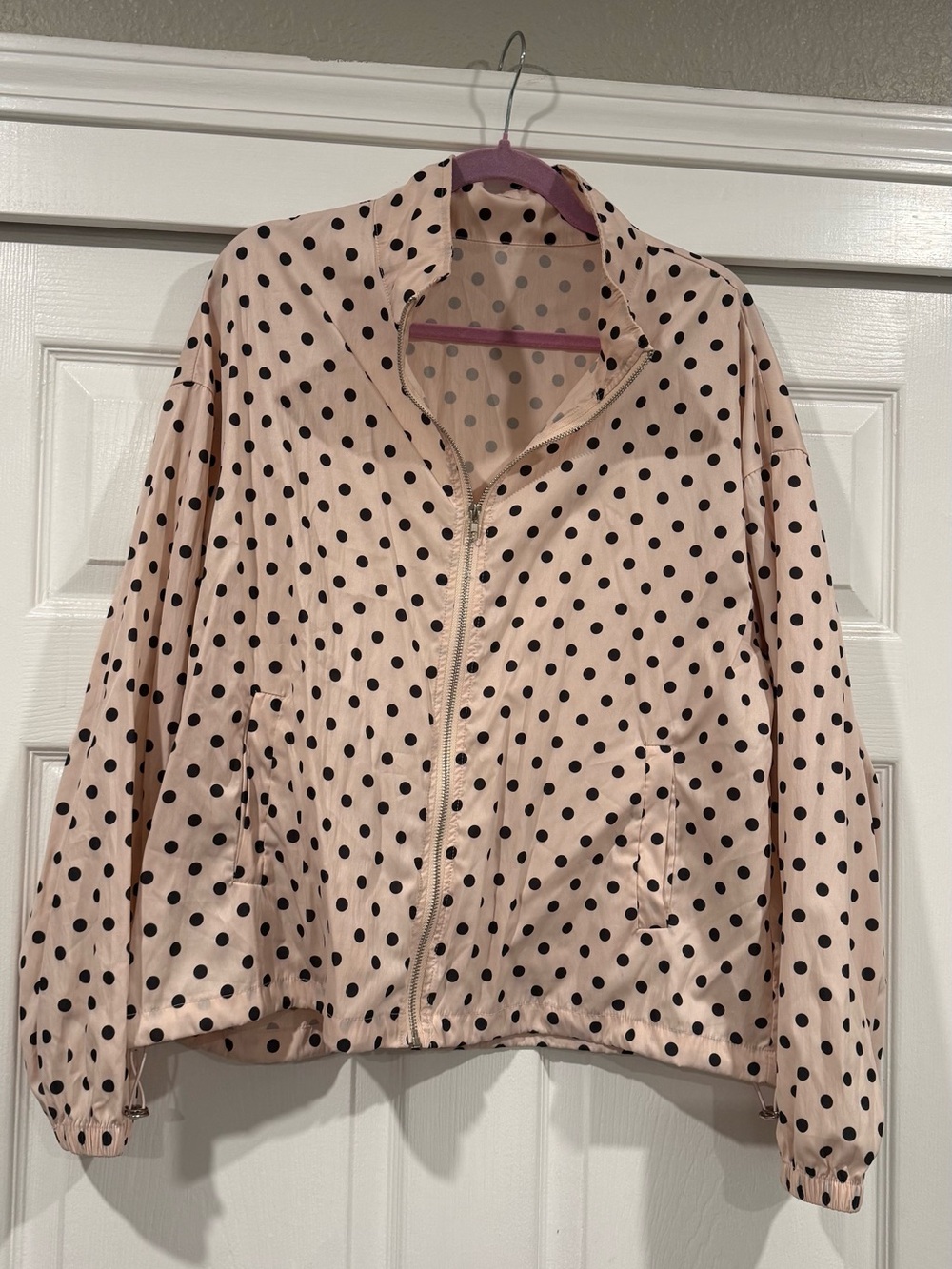 SHEIN Pink Polka Dot Bomber Jacket